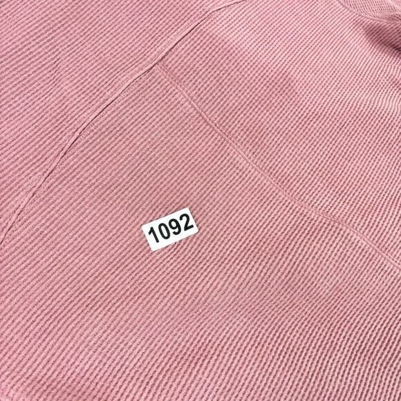 Athleta Sweater Womens Large Red Solid Long-Sleeve Pullover Hoodie Comfy Waffle - Picture 9 of 9